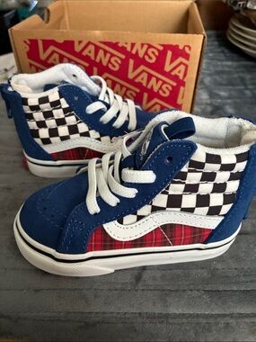 Vans Kids Navy and White High-Top Sneakers